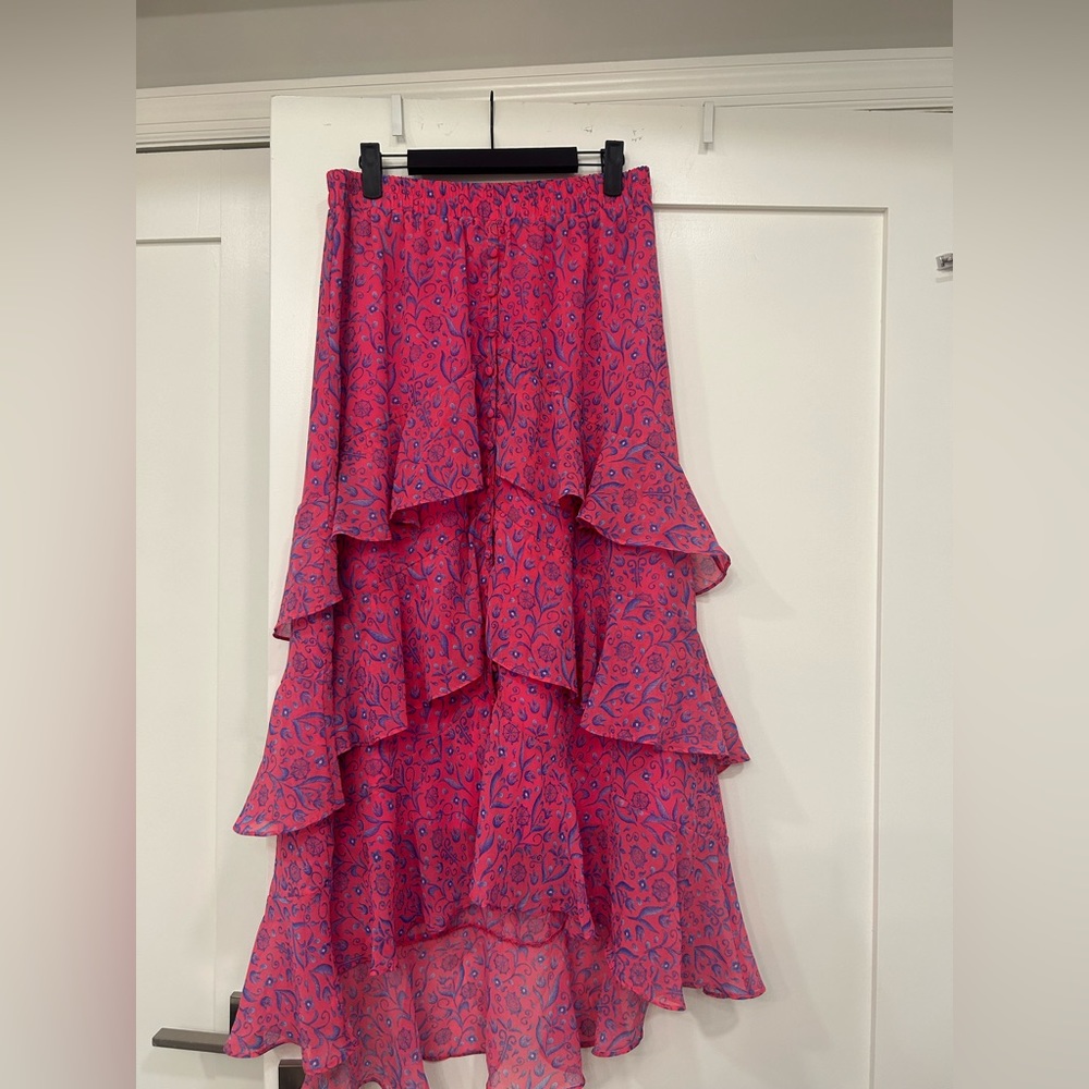 Allison New York womens chiffon layered elastic maxi skirt